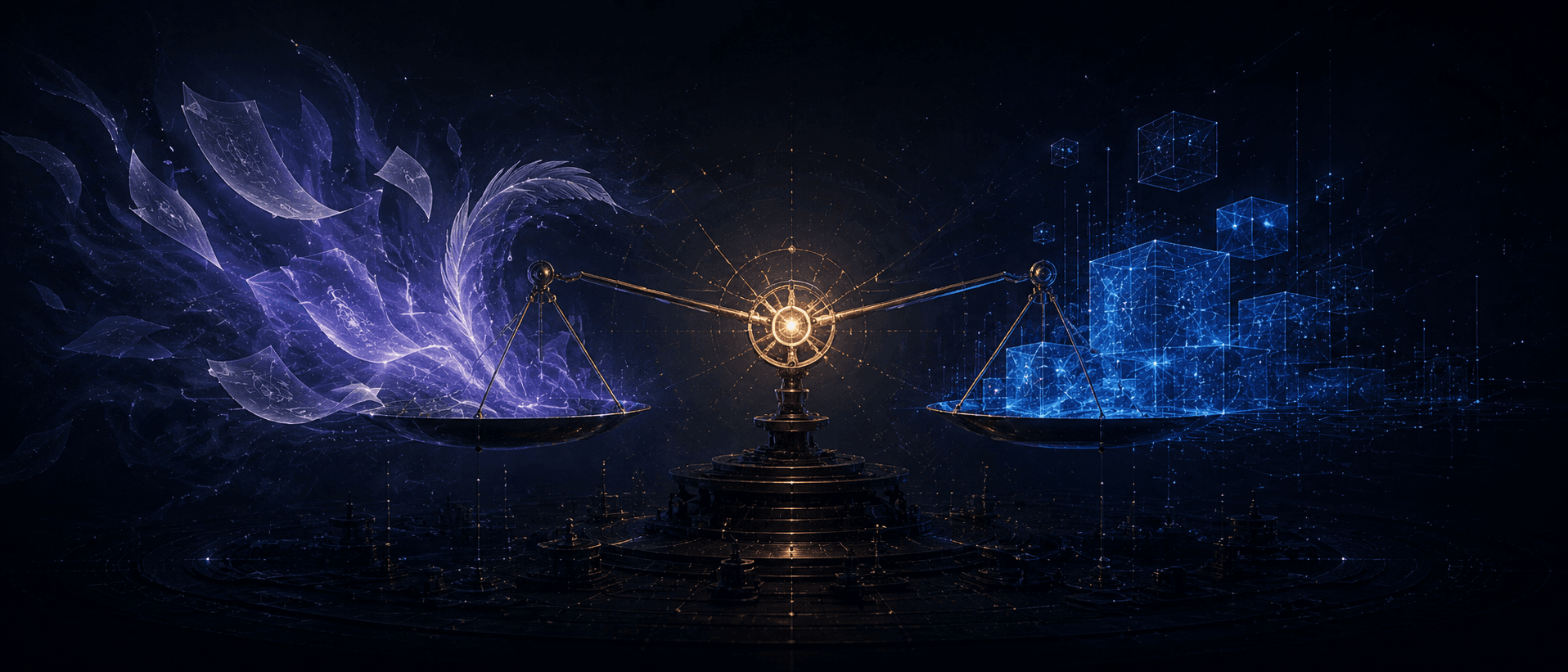 Illustration: Soft principles and hard rules maintain tension on the same balance scale